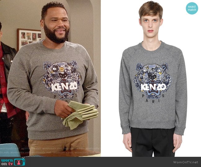 Kenzo Tiger Embroidered Cotton Sweatshirt worn by Andre Johnson (Anthony Anderson) on Black-ish