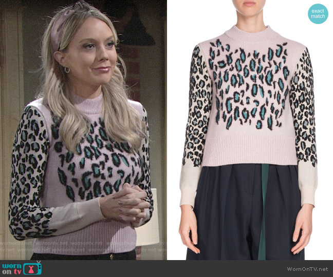 Kenzo Leopard-Print Wool Sweater worn by Abby Newman (Melissa Ordway) on The Young and the Restless