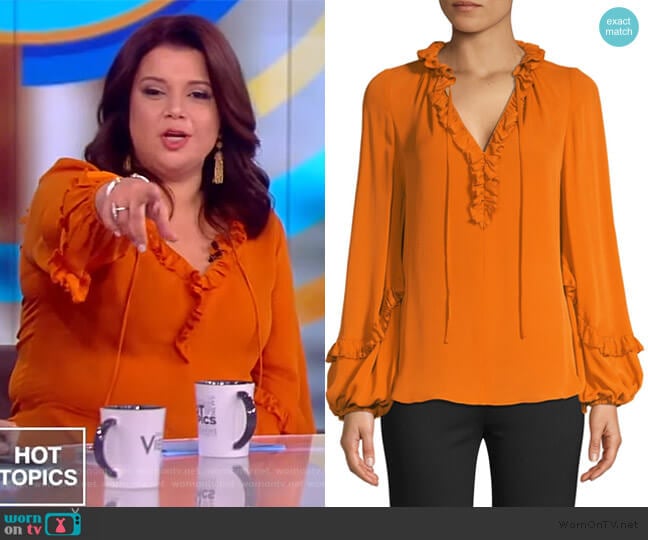 Kobi Halperin Angie Ruffled Blouse worn by Ana Navarro on The View
