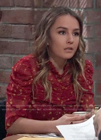 Kristina’s red floral ruched top on General Hospital