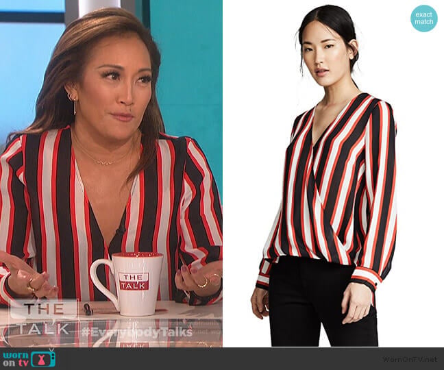 L'Agence Kyla Draped Blouse worn by Carrie Inaba on The Talk
