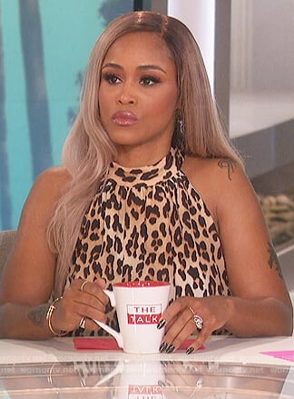 Eve’s leopard print halter neck top on The Talk