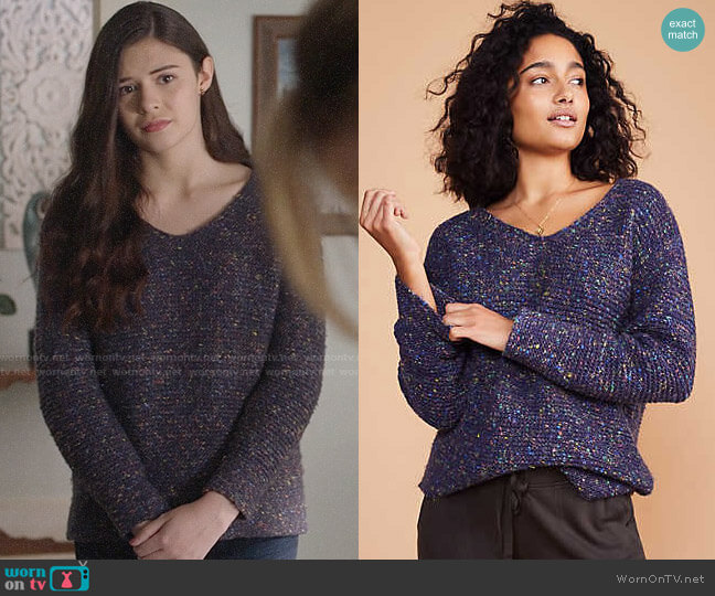 Lou & Grey Flecked V-neck Sweater worn by Nia Nal (Nicole Maines) on Supergirl