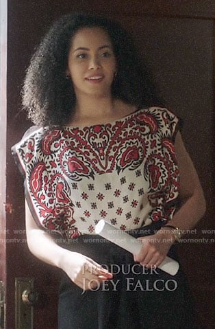 Macy’s scarf print top on Charmed
