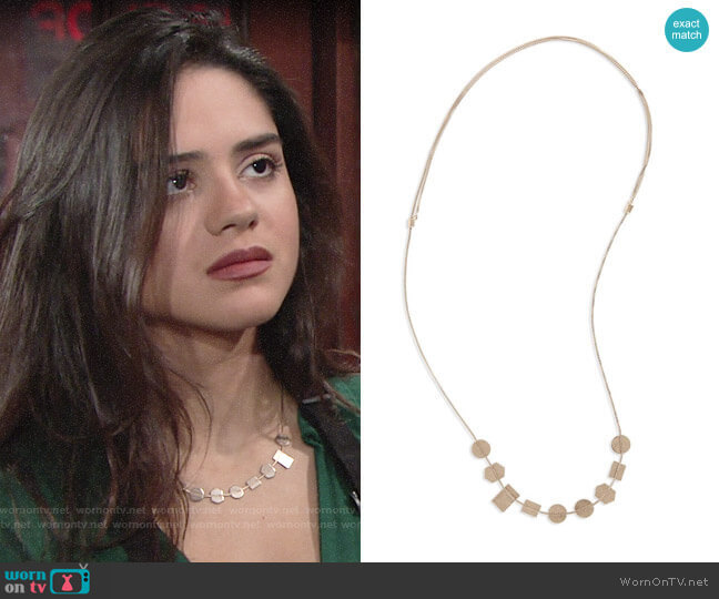 Madewell Holding Pattern Necklace in Light Silver Ox worn by Lola Rosales (Sasha Calle) on The Young and the Restless