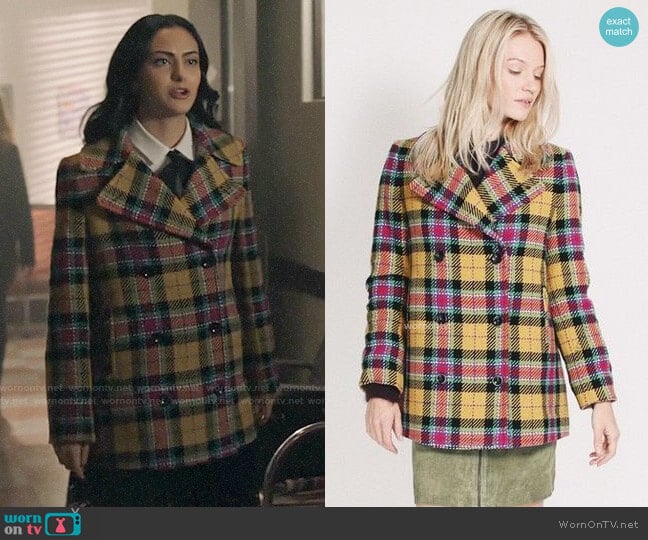 Maud Short Check Coat worn by Veronica Lodge (Camila Mendes) on Riverdale