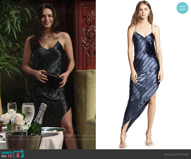 Michelle Mason Asymmetrical Velvet Bias Dress worn by Lola Rosales (Sasha Calle) on The Young and the Restless