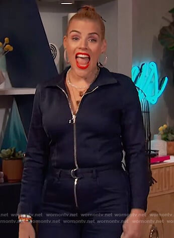 Busy’s denim jumpsuit on Busy Tonight