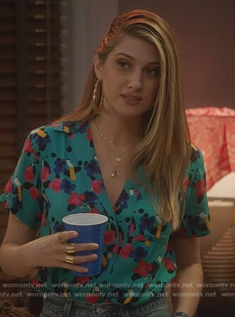 Nomi’s floral cigarette print shirt on Grown-ish