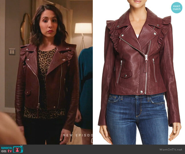 Paige Annika Leather Jacket worn by Valencia Perez (Gabrielle Ruiz) on Crazy Ex-Girlfriend