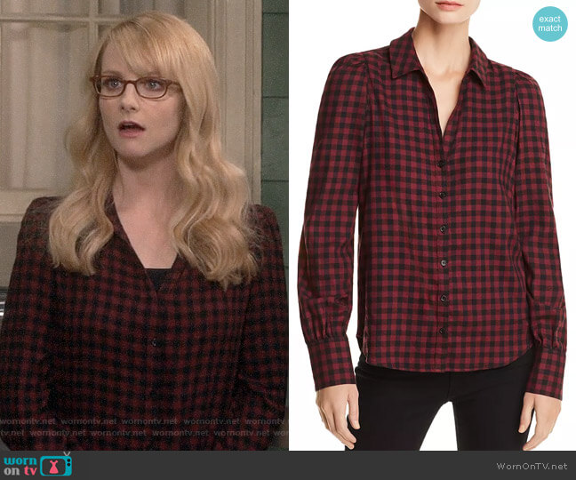 Paige Enid Shirt in Black / Dark Currant worn by Bernadette Rostenkowski (Melissa Rauch) on The Big Bang Theory