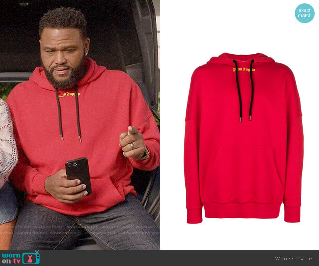 Palm Angels Contrast Logo Hoodie worn by Andre Johnson (Anthony Anderson) on Black-ish