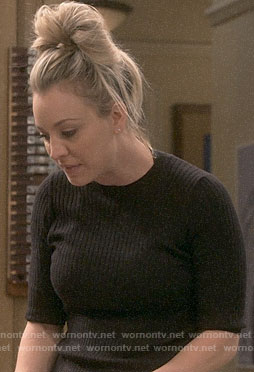 Penny’s black ribbed top on The Big Bang Theory
