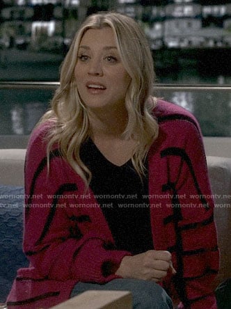 Penny’s pink striped cardigan on The Big Bang Theory