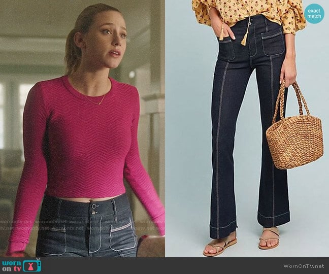 Pilcro and Letterpress High-Rise Flare Jeans worn by Betty Cooper (Lili Reinhart) on Riverdale