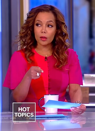 Sunny’s pink colorblocked dress on The View