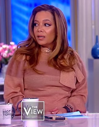 Sunny’s pink tie neck sweater on The View