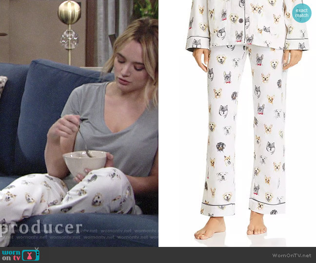 PJ Salvage Think Pawsitive Dog Print Flannel Cotton Pajama Set worn by Summer Newman (Hunter King) on The Young and the Restless