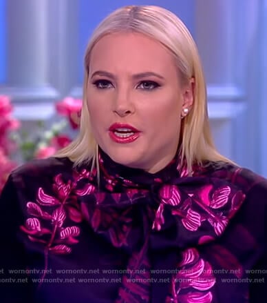 Meghan’s floral print tie neck top on The View