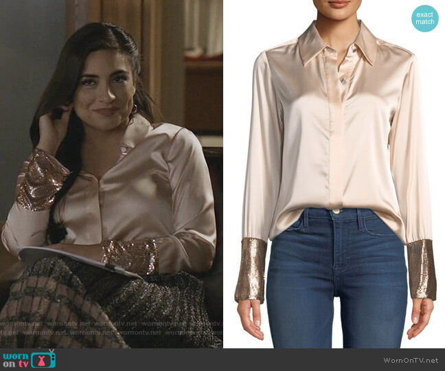 Ramy Brook Talia Button-Down Top worn by Cristal Jennings (Daniella Alonso) on Dynasty