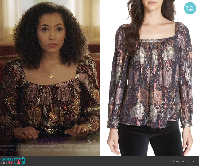 Rebecca Taylor Rose Clip Blouse worn by Macy Vaughn (Madeleine Mantock) on Charmed