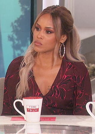 Eve’s red floral print mini dress on The Talk