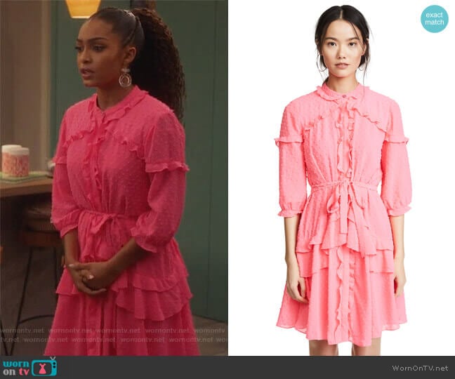 Saloni Tilly Ruffle Dress worn by Zoey Johnson (Yara Shahidi) on Grown-ish