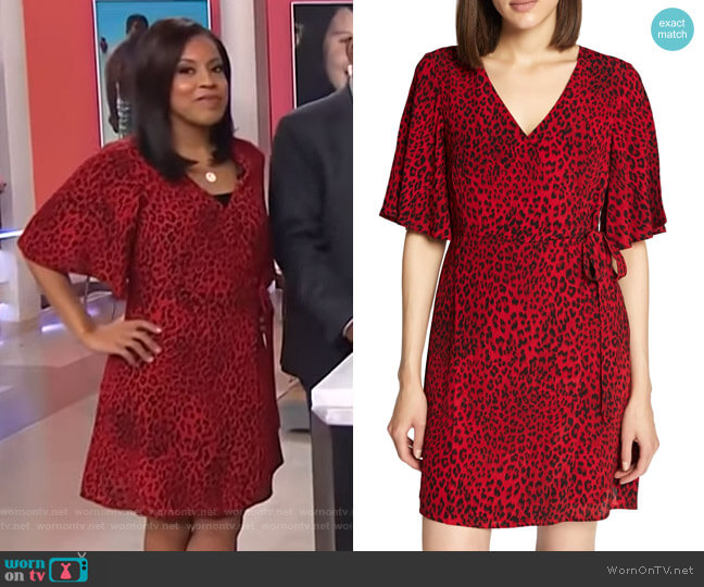 Sanctuary Girl on Fire Leopard Faux Wrap Dress worn by Sheinelle Jones on Today