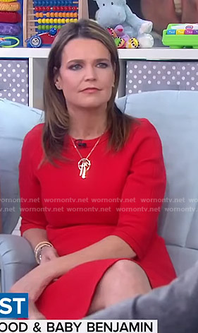 Savannah’s red three quarter sleeve dress on Today