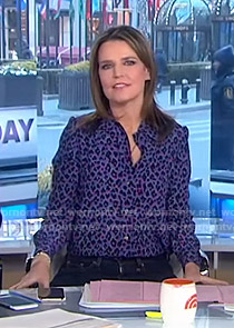 Savannah’s purple leopard print blouse on Today