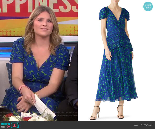Self Portrait Printed Crescent Dress worn by Jenna Bush Hager on Today