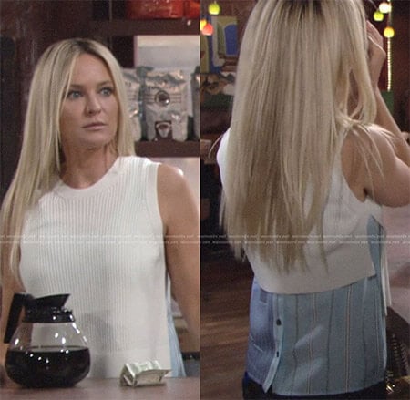 Sharon’s layered top on The Young and the Restless