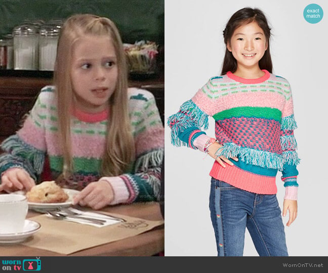 Cat & Jack Fringe Pullover Sweater worn by Charlotte Cassadine (Scarlett Fernandez) on General Hospital