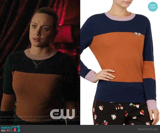 Ted Baker Bryonny Cashmere Sweater in Navy worn by Betty Cooper (Lili Reinhart) on Riverdale