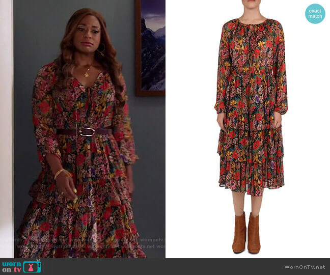 The Kooples Floral Tiered Peasant Dress worn by Poppy (Kimrie Lewis) on Single Parents
