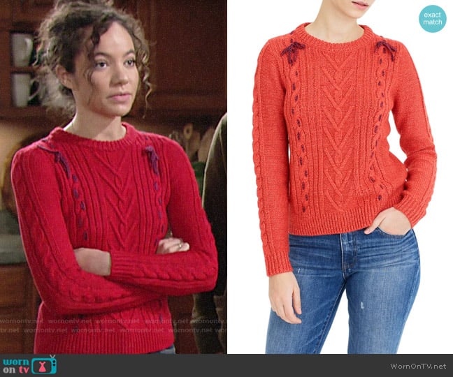 The Reeds x J. Crew Cable Knit Sweater worn by Mattie Ashby (Lexie Stevenson) on The Young and the Restless