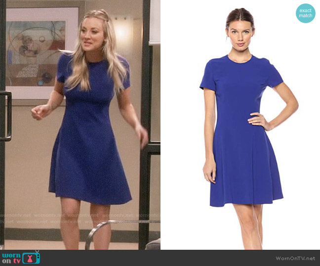 Theory Modern Seamed Dress in Cosmic Blue worn by Penny Hofstadter (Kaley Cuoco) on The Big Bang Theory