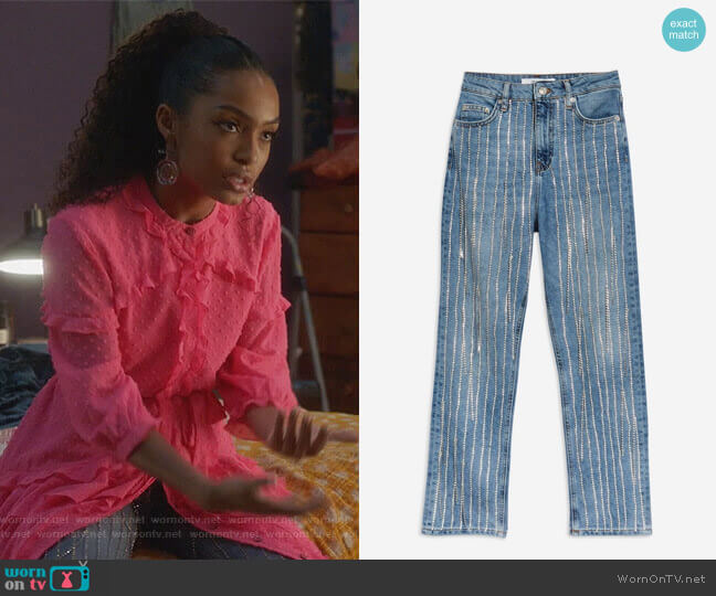 Topshop All Over Diamante Straight Leg Jeans worn by Zoey Johnson (Yara Shahidi) on Grown-ish