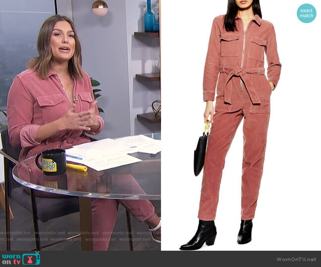 Topshop Corduroy Boilersuit worn by Carissa Loethen Culiner on E! News