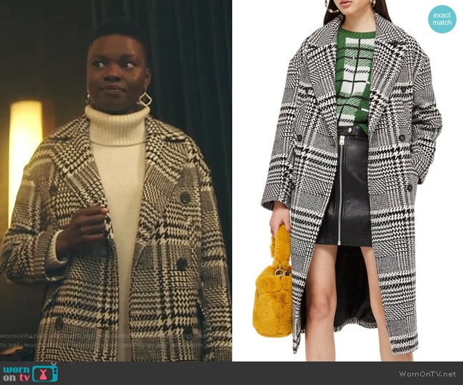 Topshop Kim Check Coat worn by Mina Okafor (Shaunette Renee Wilson) on The Resident