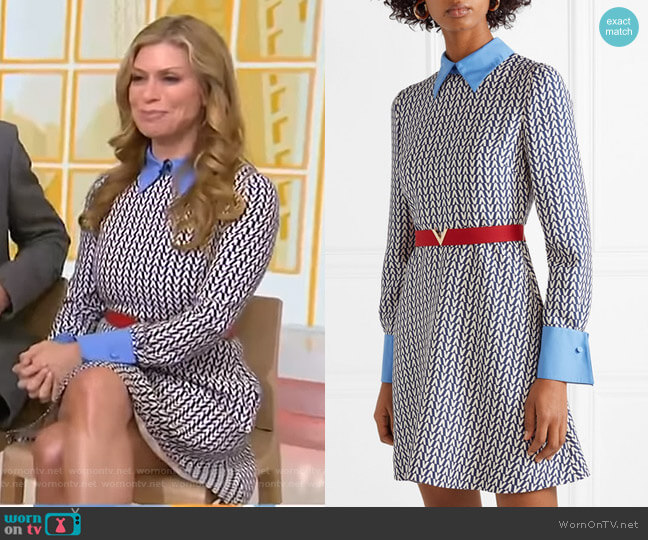 Valentino Belted Poplin-Trimmed Printed Mini Dress worn by Jill Martin on Today