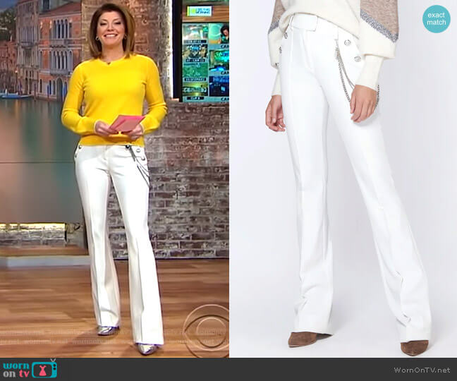 Veronica Beard Alair Trouser with Chain worn by Norah O'Donnell on CBS Mornings