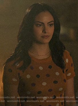 Veronica’s mustard polka dot top on Riverdale