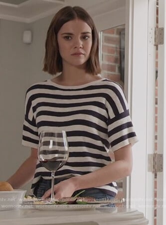 Callie’s white and blue striped tee on Good Trouble