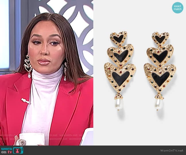 Zara Heart Shaped Pendant Earrings worn by Adrienne Houghton on The Real