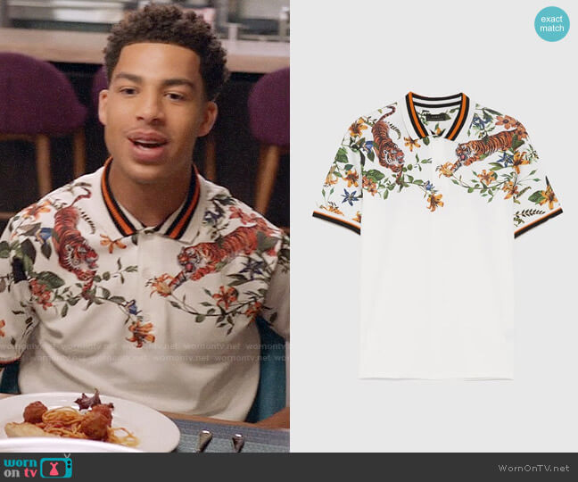 Zara Floral Printed Polo Shirt worn by Andre Johnson Jr (Marcus Scribner) on Black-ish