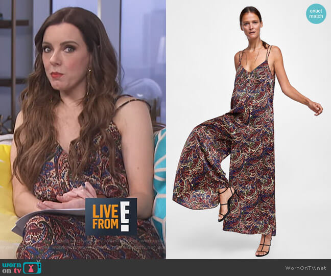 Zara Paisley Print Jumpsuit worn by Melanie Bromley on E! News
