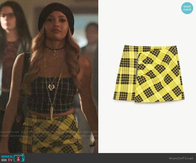 Zara Check Skort worn by Toni Topaz (Vanessa Morgan) on Riverdale