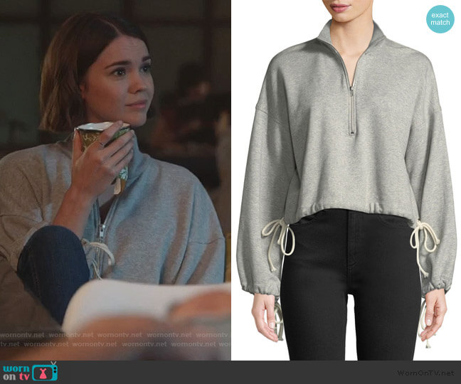 A.L.C. Gallagher Half-Zip Pullover Sweatshirt worn by Callie Foster (Maia Mitchell) on Good Trouble
