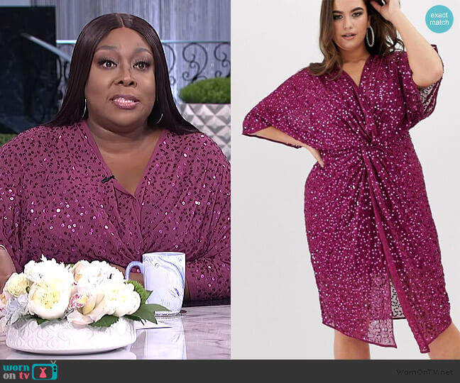 ASOS Scatter Sequin Knot Front Kimono Midi Dress worn by Loni Love on The Real